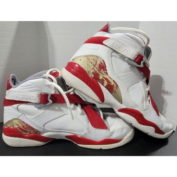 Nike Jordan's VIII 8 Retro, Youth Size 7 (US) Shoes (467808-101). Red and White. - Picture 5 of 8